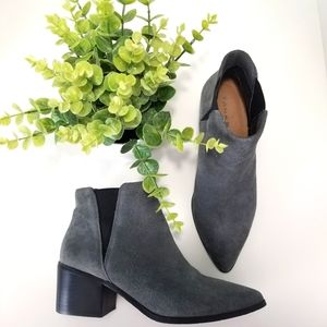 Tahari Gray Pointed Toe Suede Booties